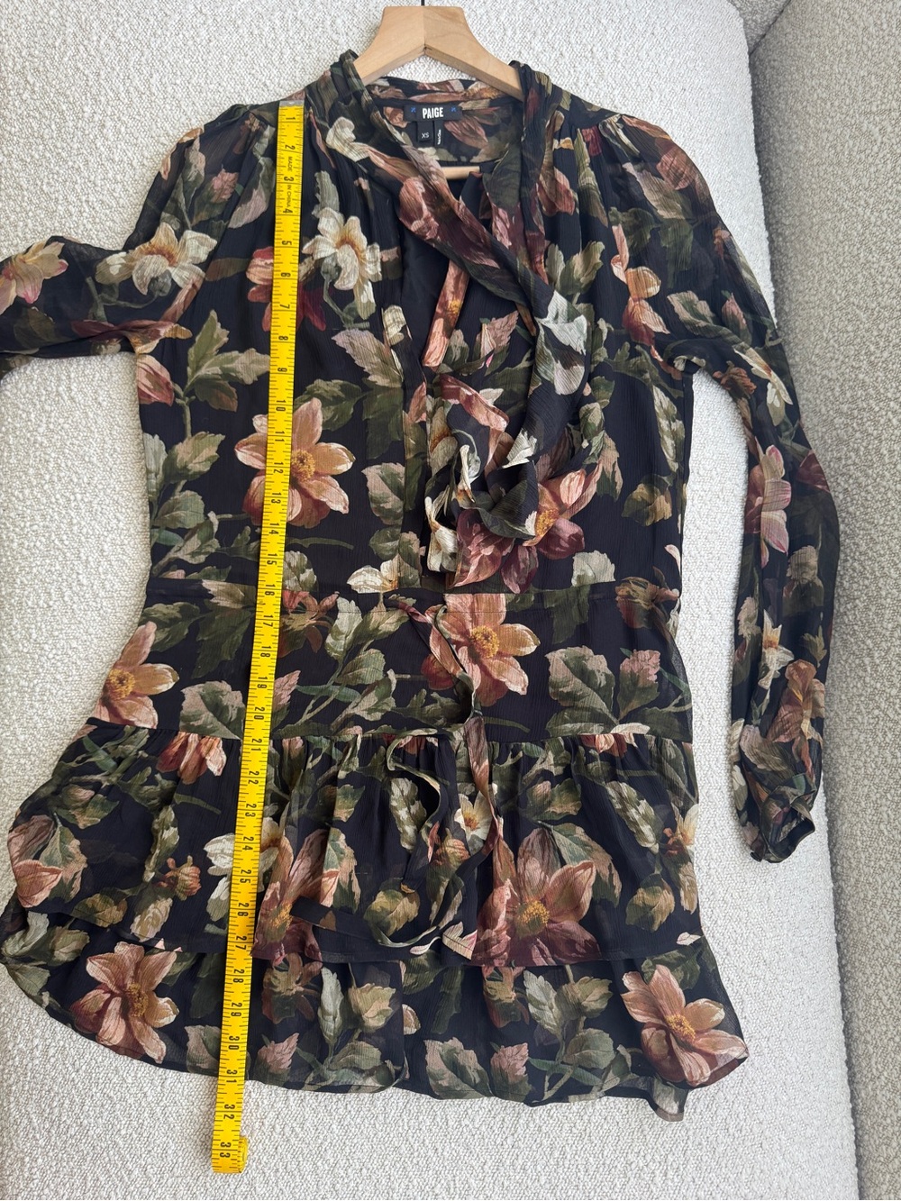 PAIGE Elynne Black/Antique Bisque Sheer Floral Ruffle Tunic - Picture 7 of 10